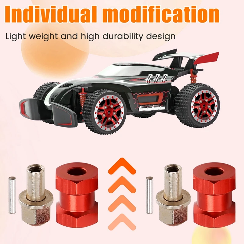 알루미늄 12mm 육각 휠 허브 드라이브 어댑터 익스텐션 결합기 커플러, 1/10 RC 자동차 크롤러 SCX10 D90 용, 4 개