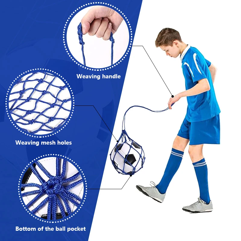 Youth Football Self Trainer Kick Net For Ball Size 3 4 5 Soccer Training Aids, Outdoor Sport Mesh Bag Soccer Ball Carry Bag