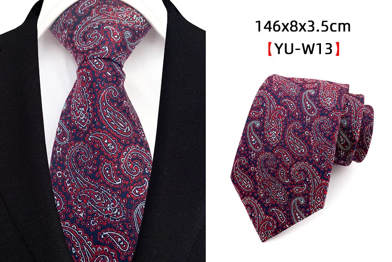 New Style 8cm Ties for Men Silk Paisley Flower Necktie for Business Office Gift Accessory Men's High-Quality Neck Tie