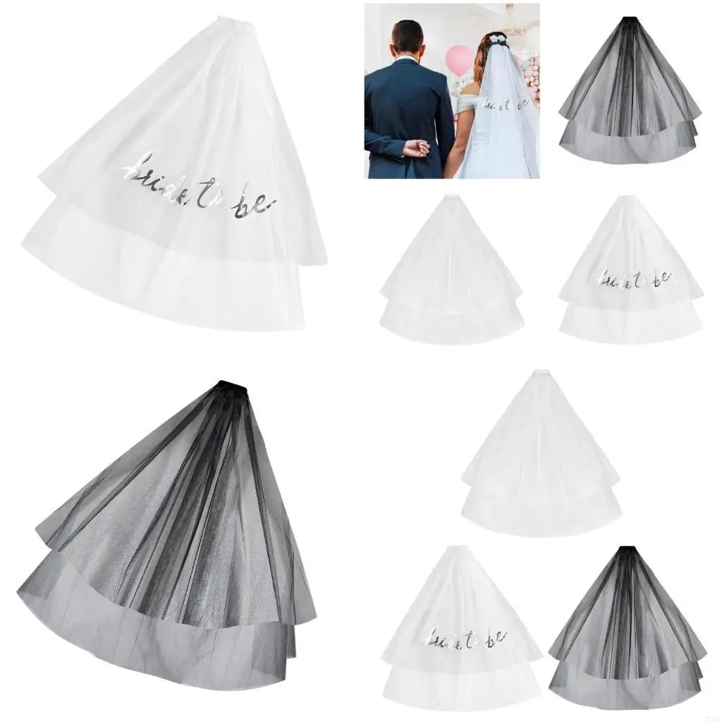 72XE Elegant Double Layer Bridal Veil With Comb Hairpiece For Wedding And Photography