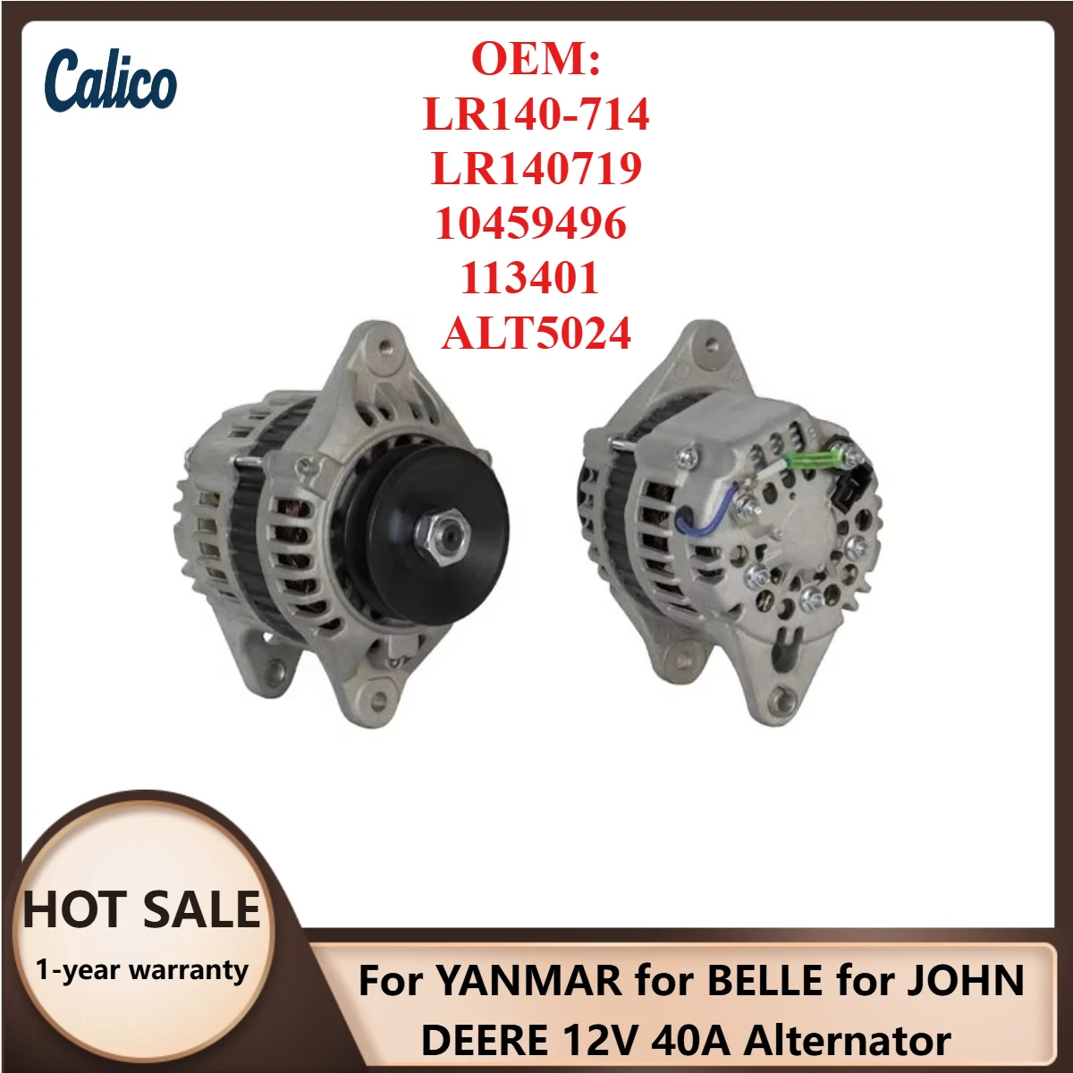 

High Cost-effective Suitable for YANMAR for BELLE for JOHN DEERE 12V 40A Alternator LR140-714 LR140719 10459496 113401 ALT5024