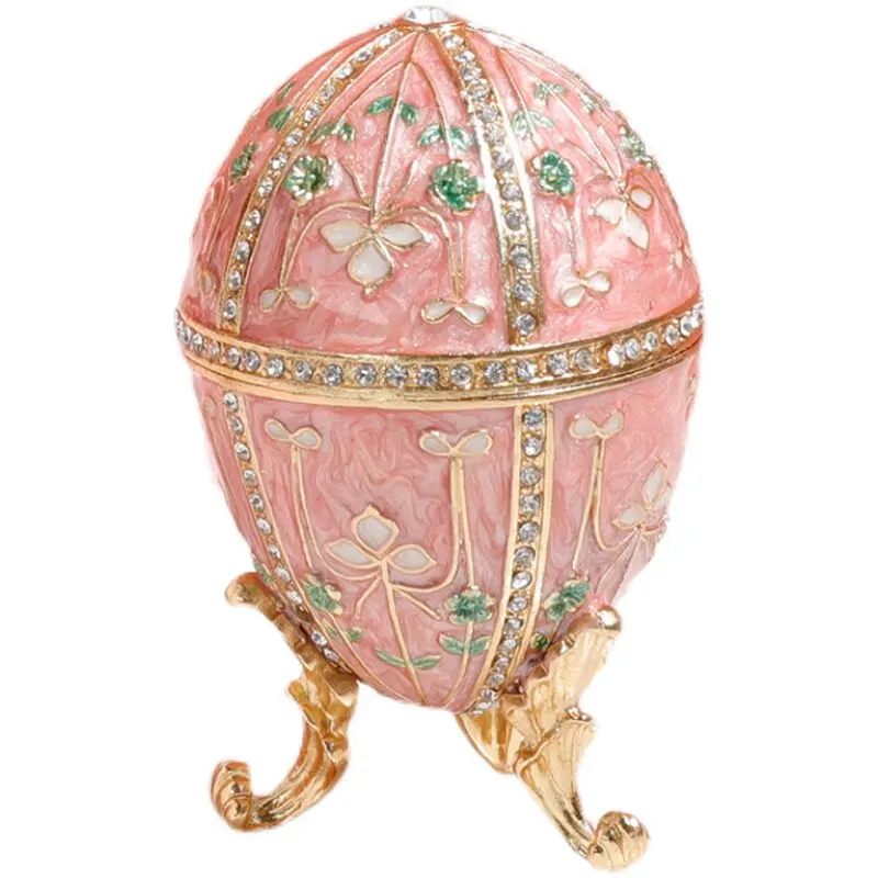 European Russian Egg Jewelry Box Enamel Craft Easter Gift Egg Jewelry Box Metal Crafts