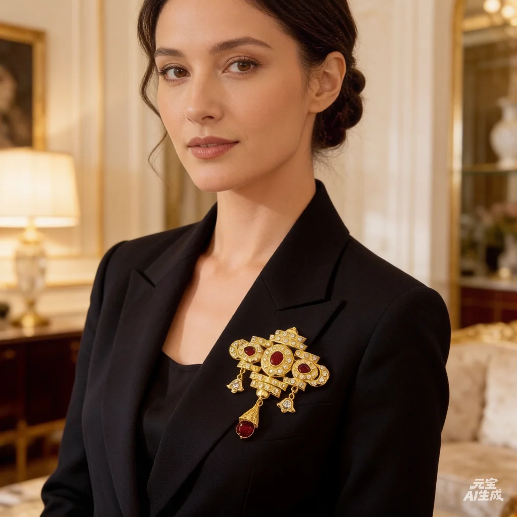 

Moroccan Style Women's Brooch Rhinestone Embellished With Tassel Corsage Bridal