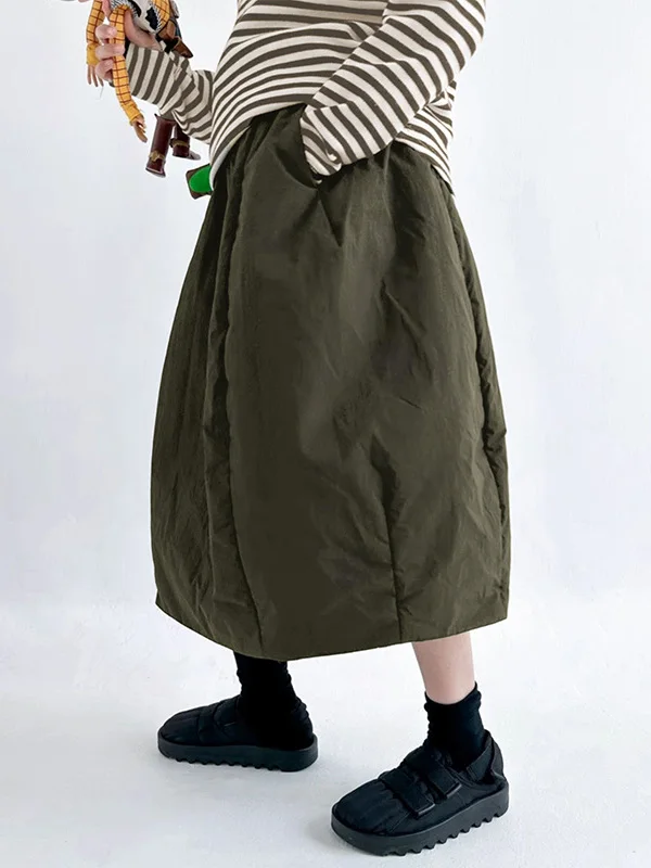 Thiened Cotton Winter New Sle Women's Skirt Faionable All-Match Large Size High Waist Warm f-length Skirt