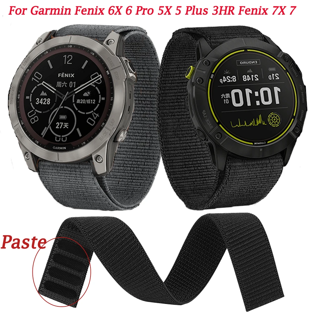 Ремешок нейлоновый на липучке для Garmin Enduro Watch Band Fenix 6 6X Pro 5X Plus/Tactical x DELTA/MK2i/Forerunner 945 22 мм 26 мм, ремешок для часов