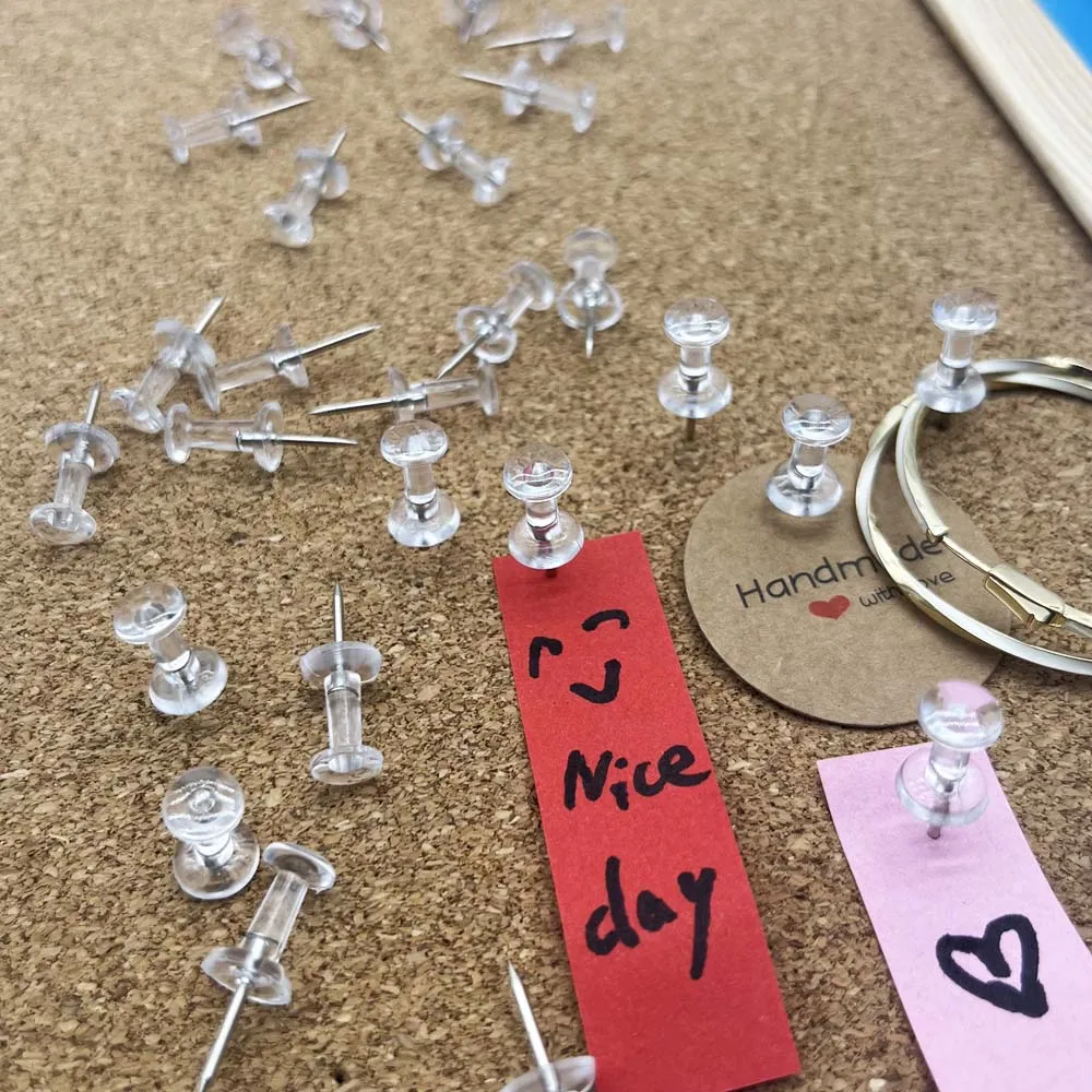 20/50/100pcs  Push Pins Transparent Thumb Tacks With Plastic Box Home Office School Craft Projects Cork Board Photo Wall Bulleti