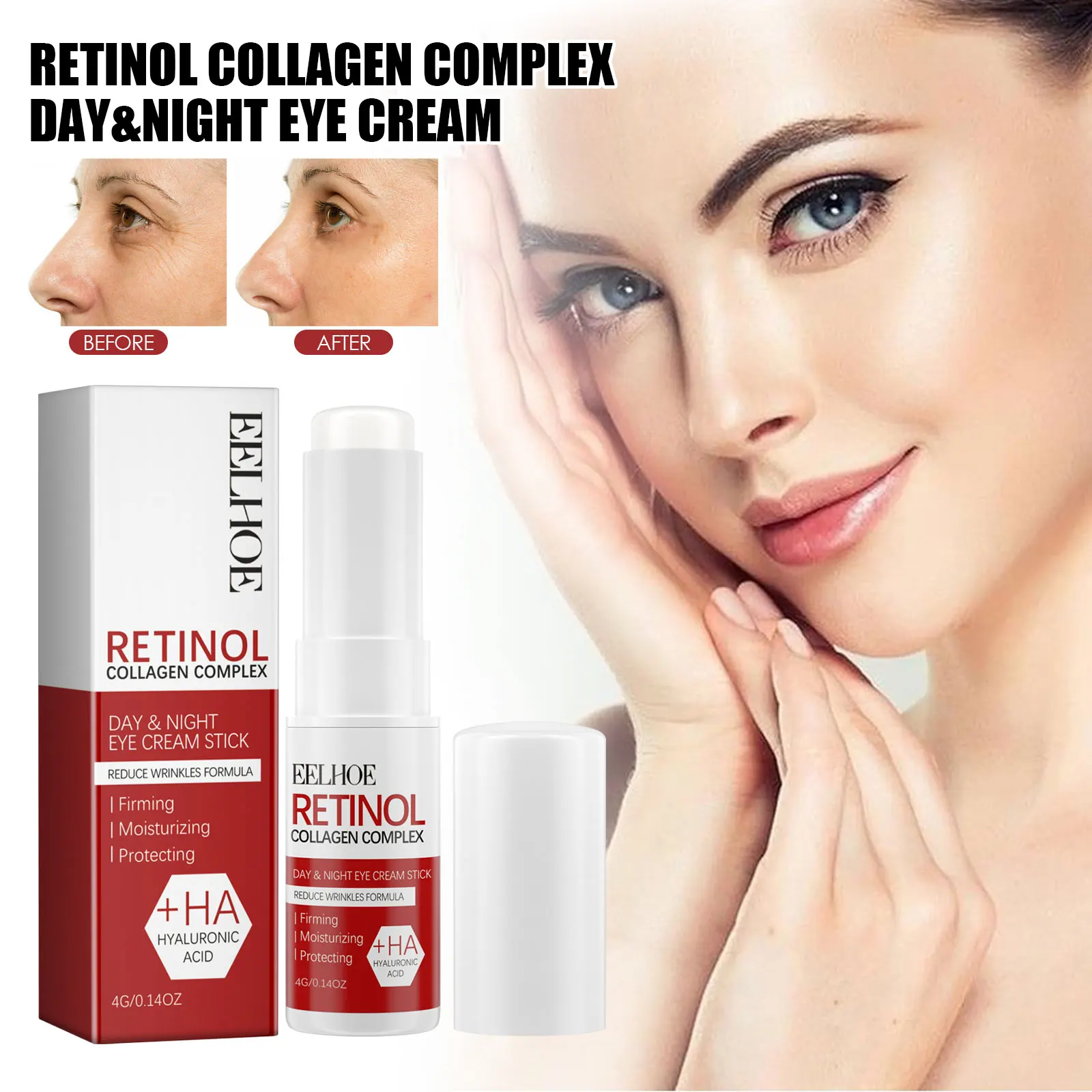 5Pcs Retinol Eye Cream Stick Anti Wrinkle Essence Stick Smooth Fine Line Fade Eye Bags & Dark Circles Moisturize & Firm Eye Care