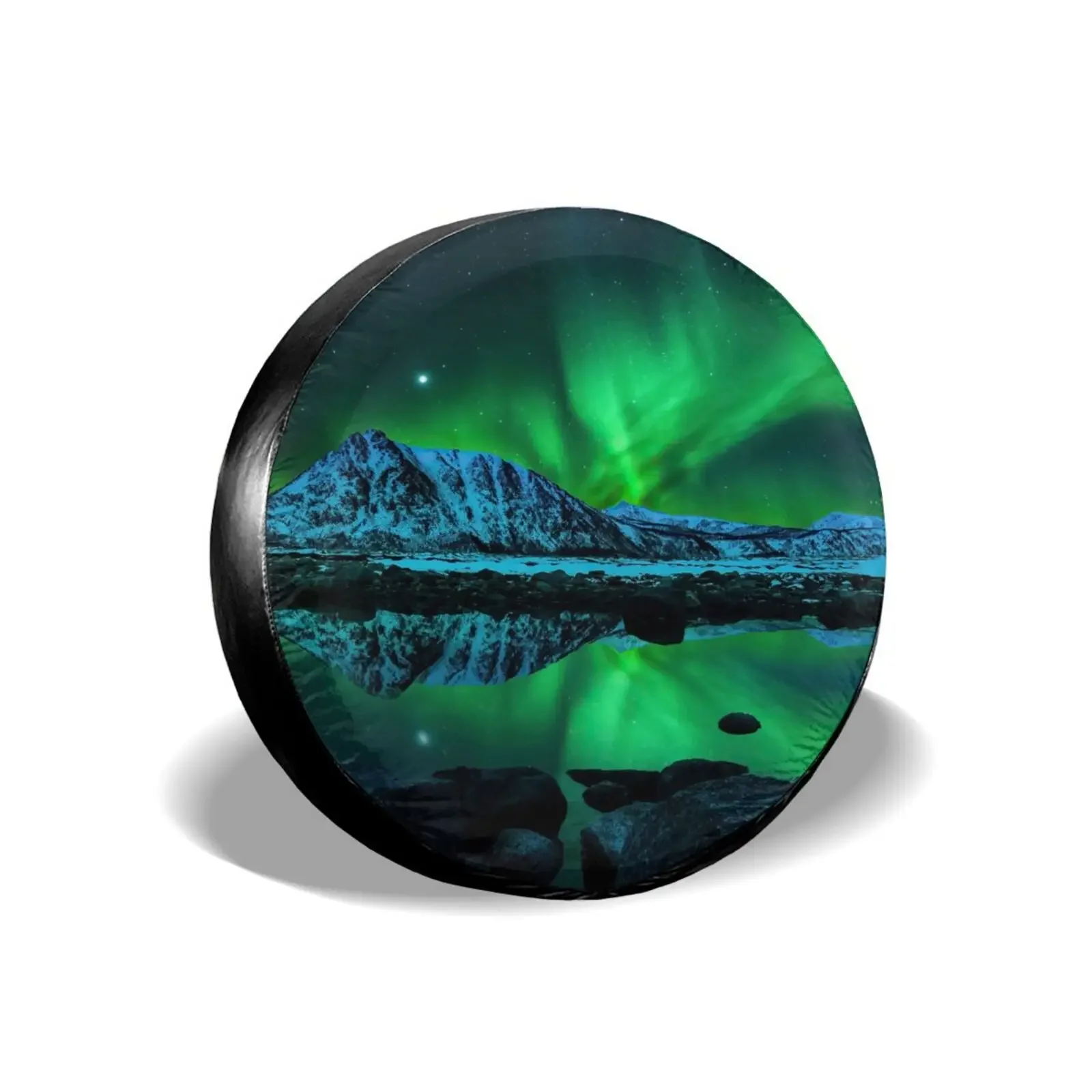 Car Tire Accessories 3d Print Beautiful Aurora View Tire Cover for Car Tire Protector Polyester Universal Fits Most