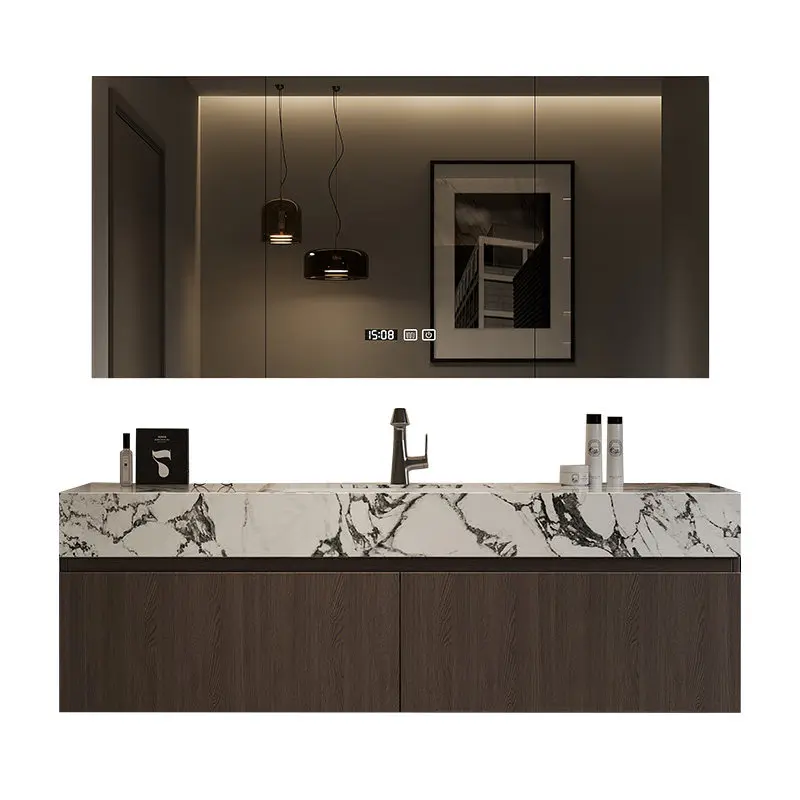 CXX Bathroom Double Basin Washbasin Integrated Handwashbasin Counter Basin Cabinet Set