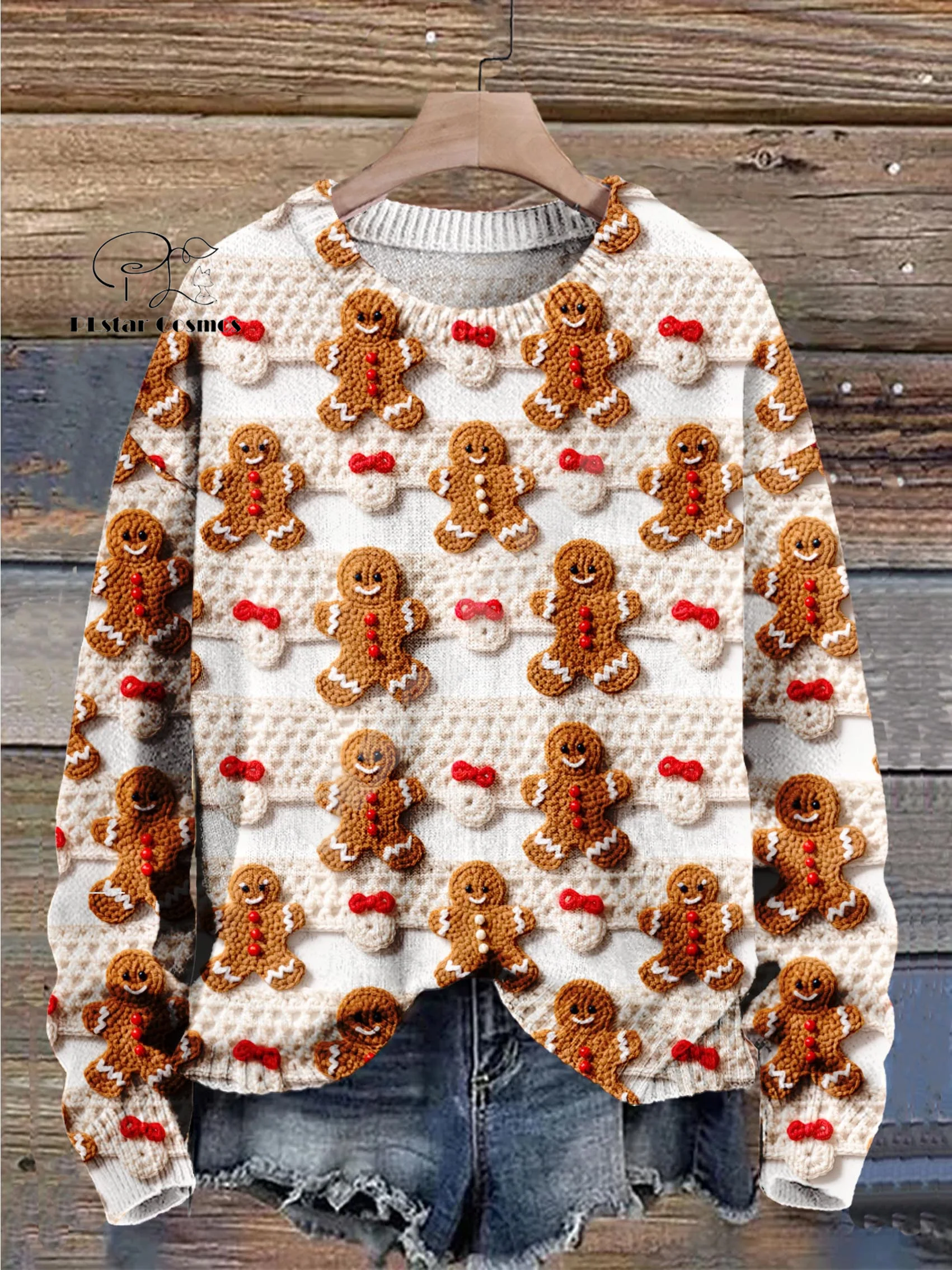 Christmas Santa Claus Cat Dog Graffiti Vintage Retro Winter Ugly Sweater 3DPrint Harajuku Pullover Casual Funny Long Sleeves V9