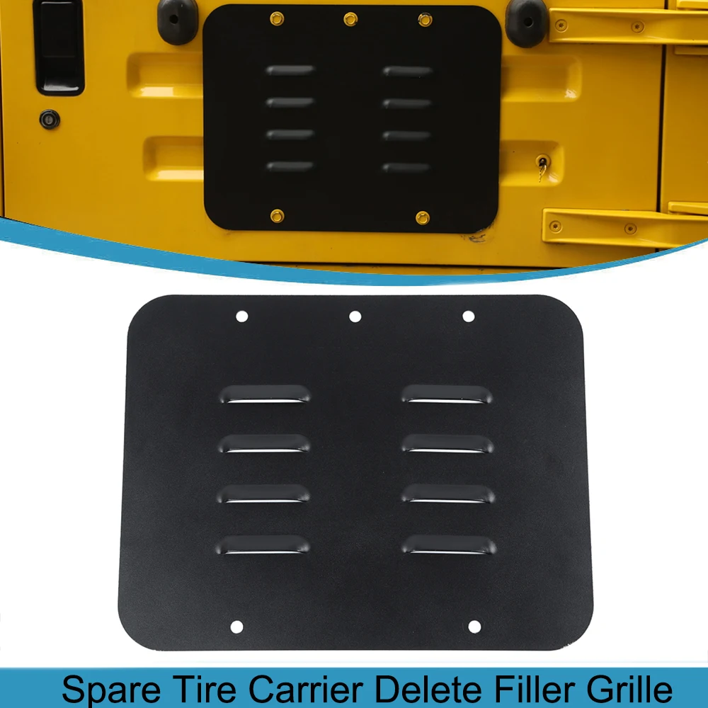 

for Jeep Wrangler TJ 1997-2006 Car Spare Tire Carrier Delete Filler Grille Auto External Accessory Aluminum Alloy Black Styling