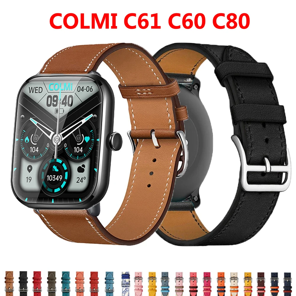 

20mm Leather Band for COLMI C61 C60 C80 Smart Wristband Quick Releas Strap for COLMI C80 Correa Bracelet Watches Accessories