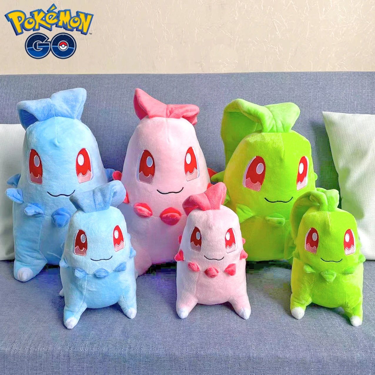 Pokemon Kawaii Chikorita Plush Toy Doll Stuffed Anime Cartoon Cute Cushion Pillow Soft Room Decor Peluche Children Boy Girl Gift