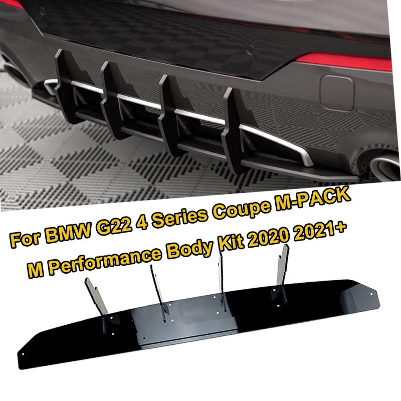 Gloss Street 2 Door Pro Lower Rear Bumper Diffuser Side Splitters For BMW G22 4 Series Coupe M-PACK M Body Kit 2020 2021+