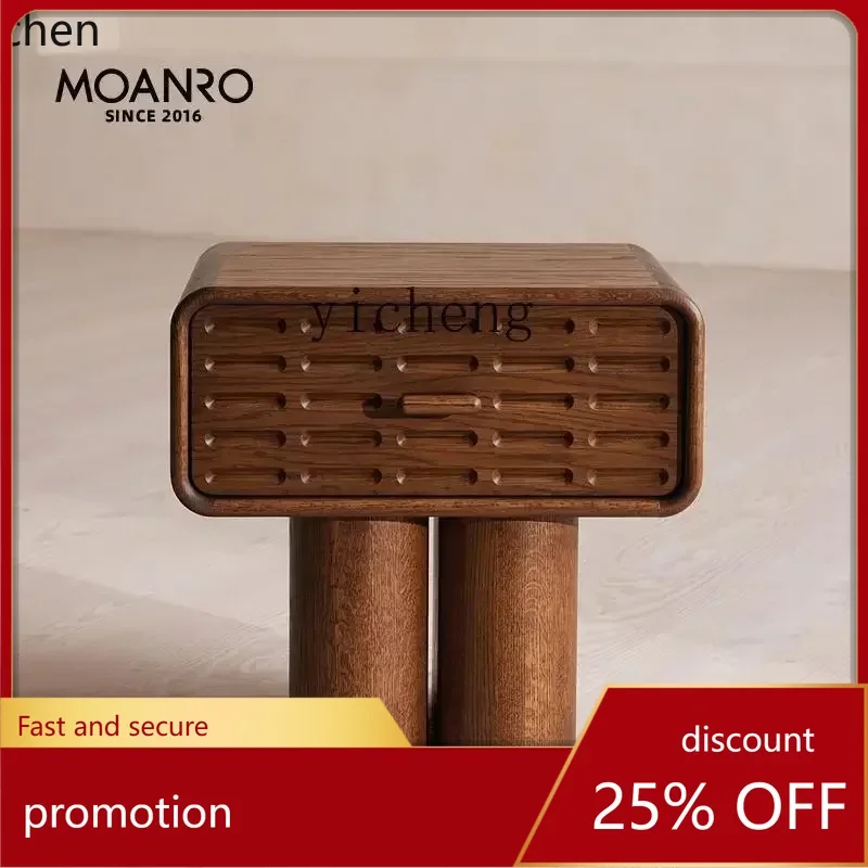 

ZMLmedieval bedside table retro solid wood walnut wabi sabi creative edge few small