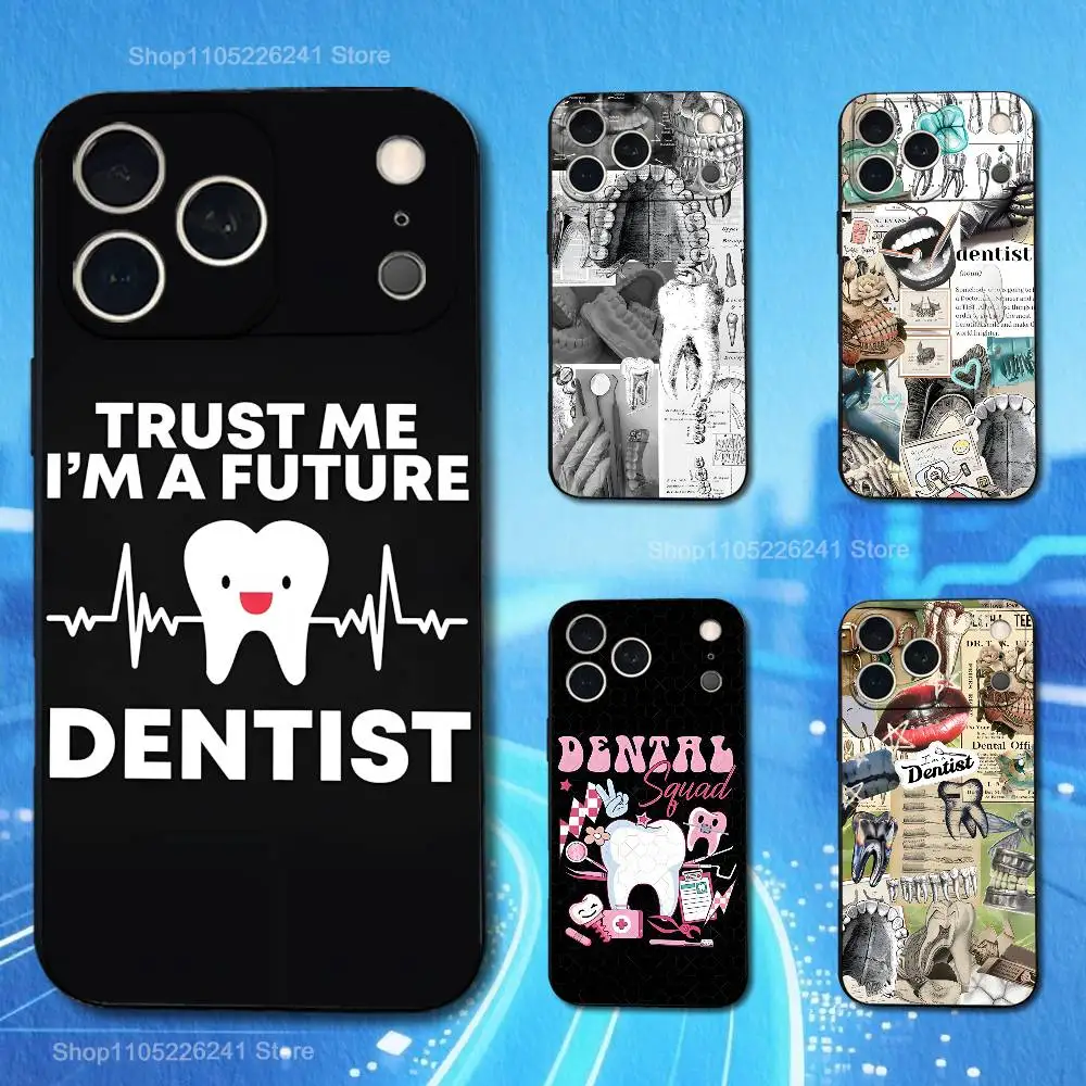 

Dentist Dental Healthy For iPhone 13,16,11,14,17,12,15,Plus,Pro Max,XS,X,XR,SE,Mini,8,7,Phone Case Soft Silicone Black