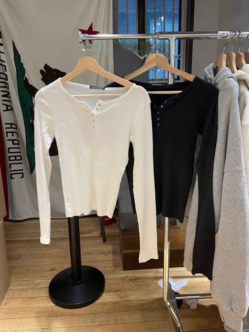 

Белая хлопковая облегающая футболка-база для женщин на осень-зиму, нижняя одежда, футболка от Brandy Girl BM