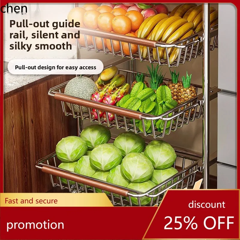 

YFY kitchen storage rack floor-standing multi-layer crevice trolley fruit and vegetable basket movable storage rack