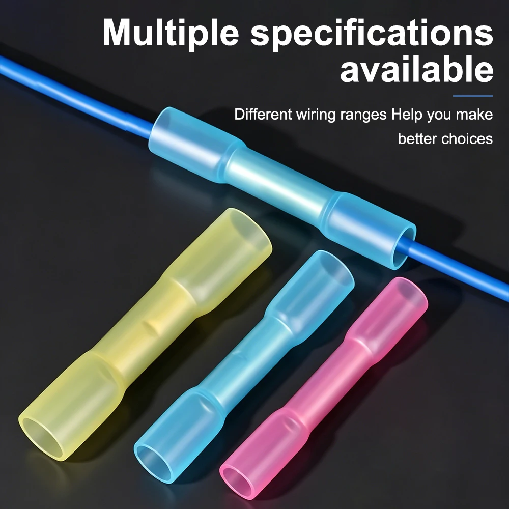 Heat Shrink Butt Connectors Kit, Waterproof Butt Crimp Copper Insulated Connector, AWG 24 – 10 Butt Splice, Outdoor, Car, Wiring
