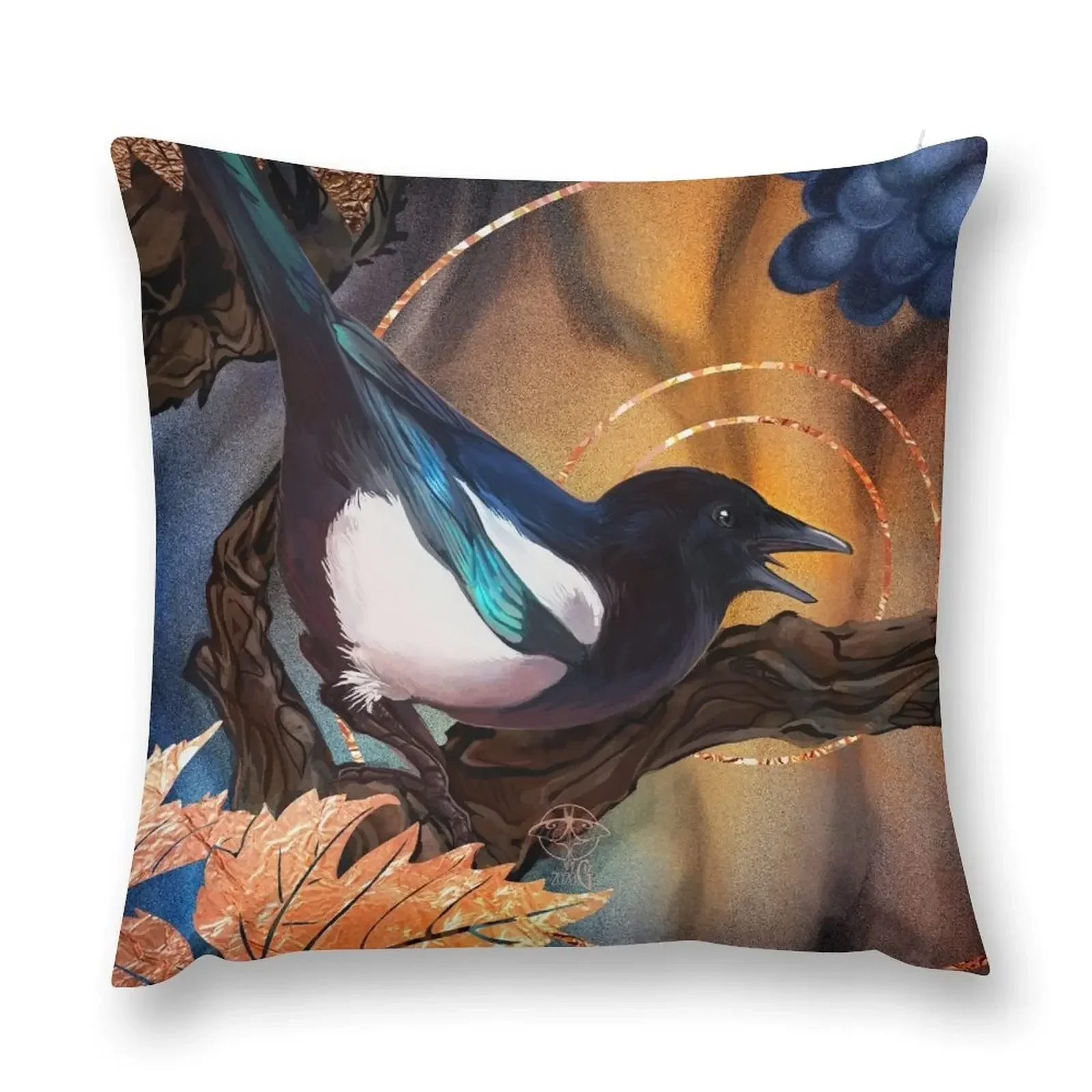 August Magpie Throw Pillow Luxury Pillow Cover Pillow Decor Cushion Cover