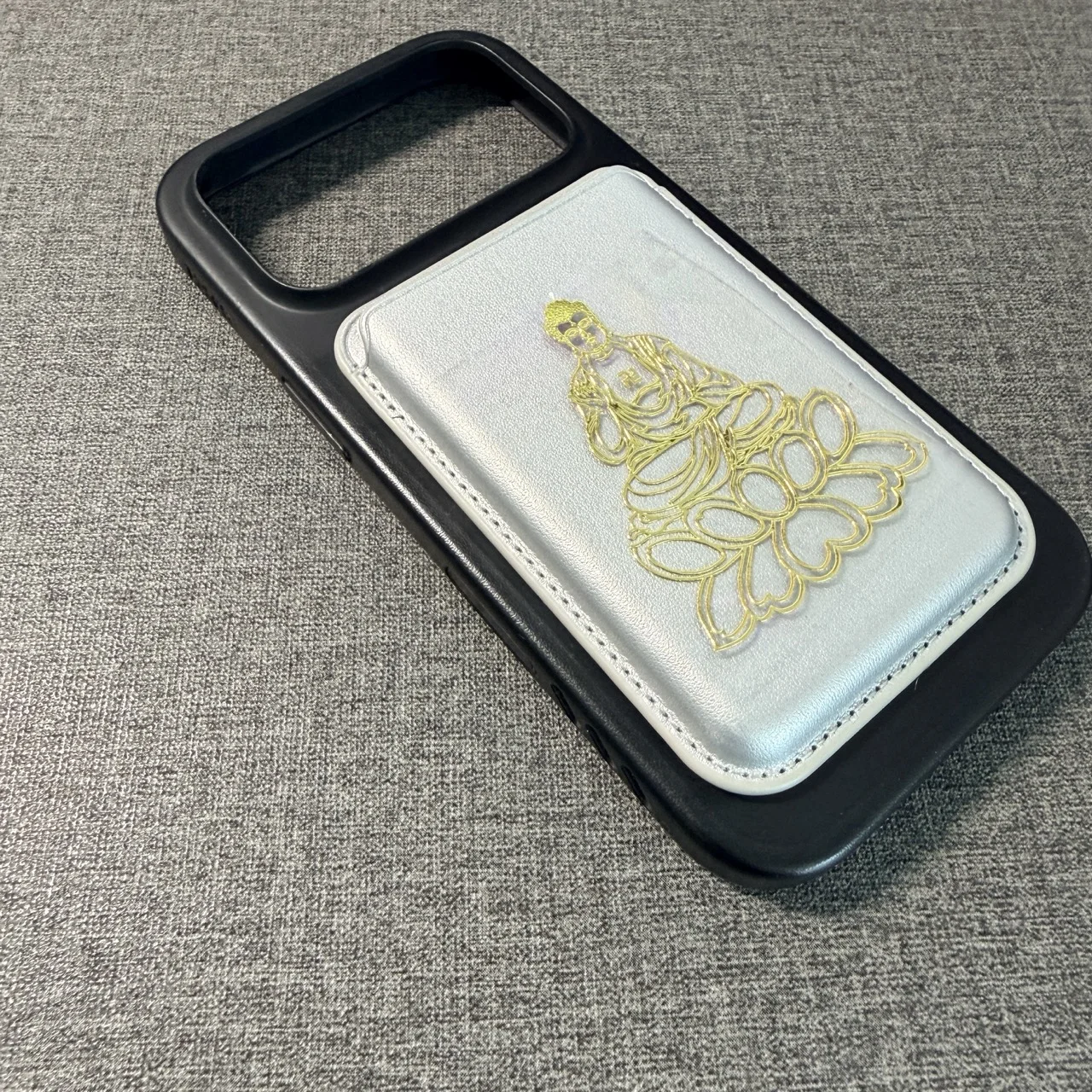 Buddhist Lucky Sticker Ornament Leather Magnetic Card Holder For Phone Wallet Upgraded Strong Magnet