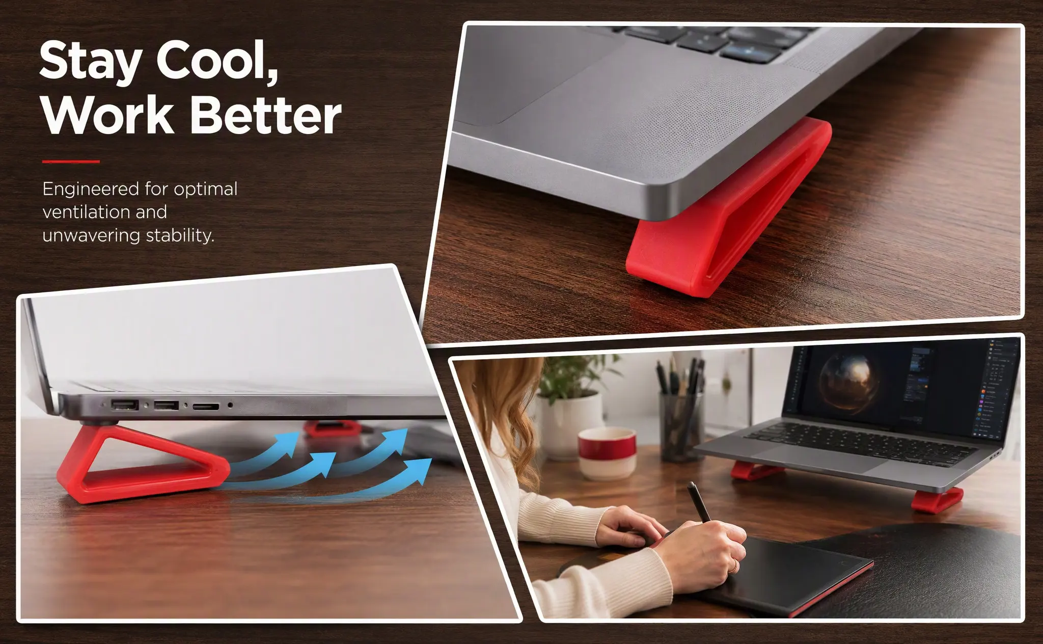 2Pcs Laptop Desk Stand Riser for Notebook Computer Height Adjustable Cooling Ventilation Support Ergonomic Portable Desktop Use