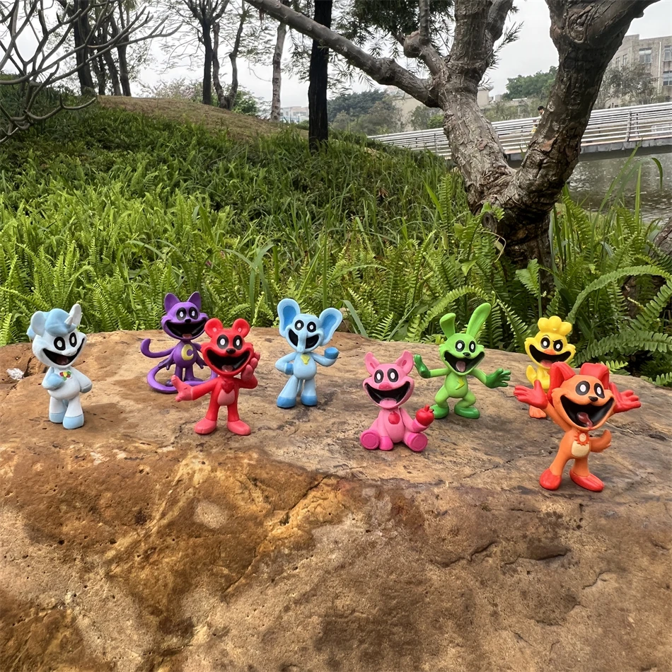 8Pcs/Set Anime Smiling critters Figure Toys 5-7cm PVC Cartoon Animal Cake Decoration Model Toy Gifts