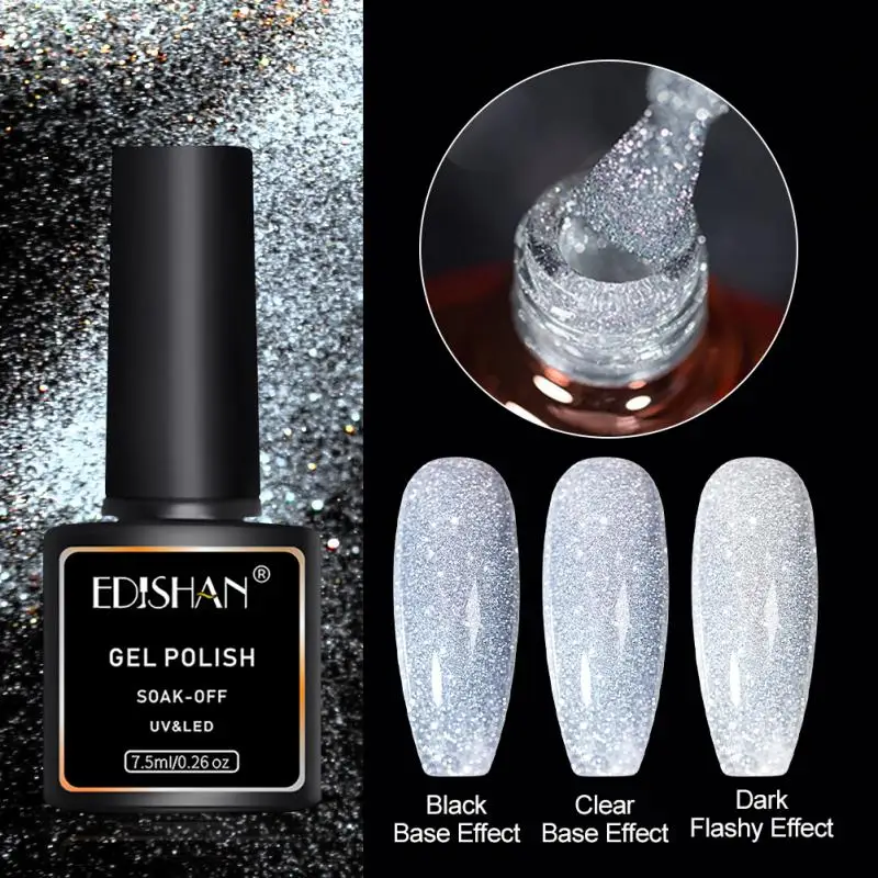 Mais recente verniz semipermanente com glitter 10ml esmalte em gel quebrado uv led semi-permanente esmalte gellac