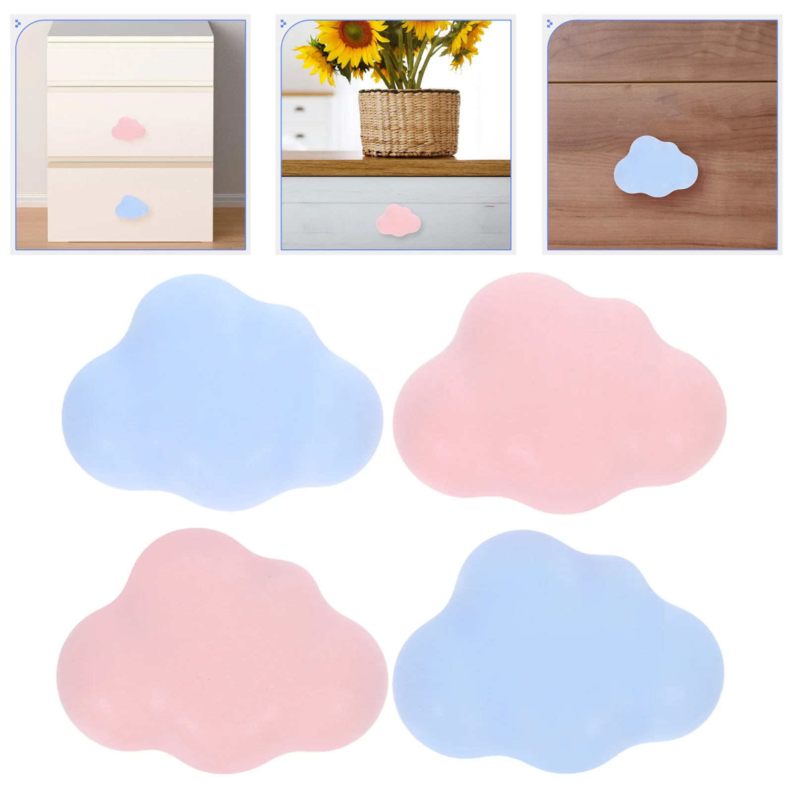

4Pcs Cloud Drawer Knobs Cute Ceramic Pink Light Blue Cartoon Design Room Nursery Furniture Pulls Dresser Knobs