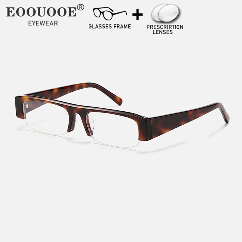 New Fashion Half Frame Glasses Woman Man Eyeglass Acetate Prescription Glasses Myopia Advanced Lenses Myopia Recipe Color Lense