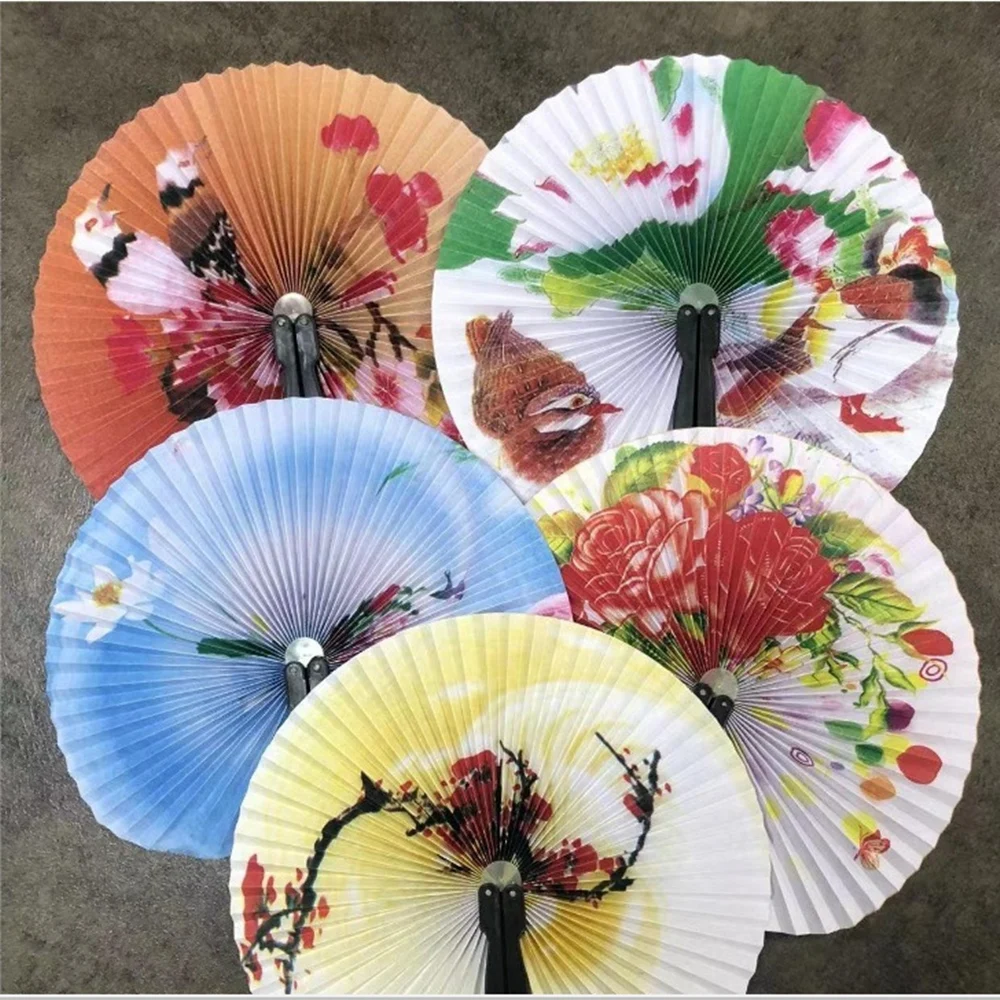 Molino de viento Retro, abanico de papel de mano plegable, Mini chino japonés para fiesta, arte de boda, manualidades, regalo, pequeño accesorio, decoración del hogar para habitación