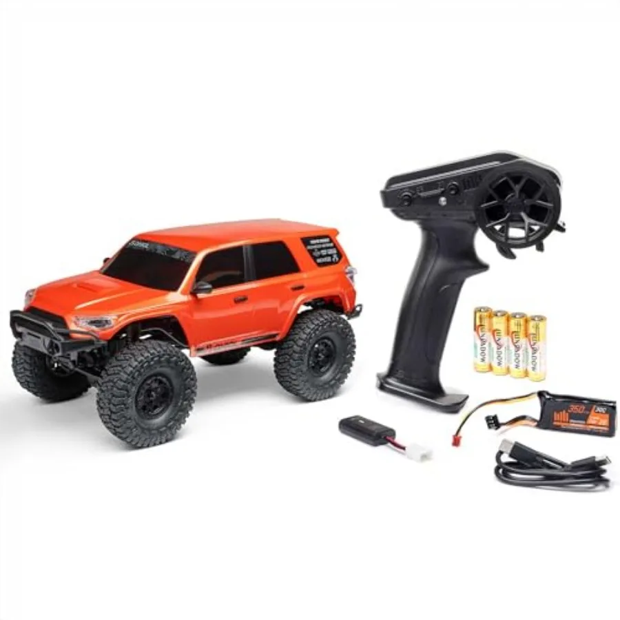 RC Truck 1/24 SCX24 Toyota 4Runner 4X4 RTR Brushed Rock Crawler for outdoor off-road use, aluminum alloy chassis, black-gray fi