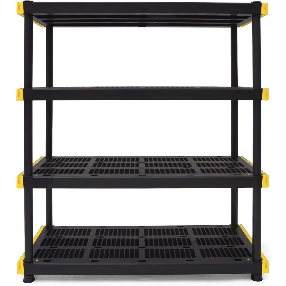 4-Tier Heavy Duty Plastic Storage Shelving Unit, 200lbs/shelf (55”H x 48”W x 20”D), for Indoor/Outdoor