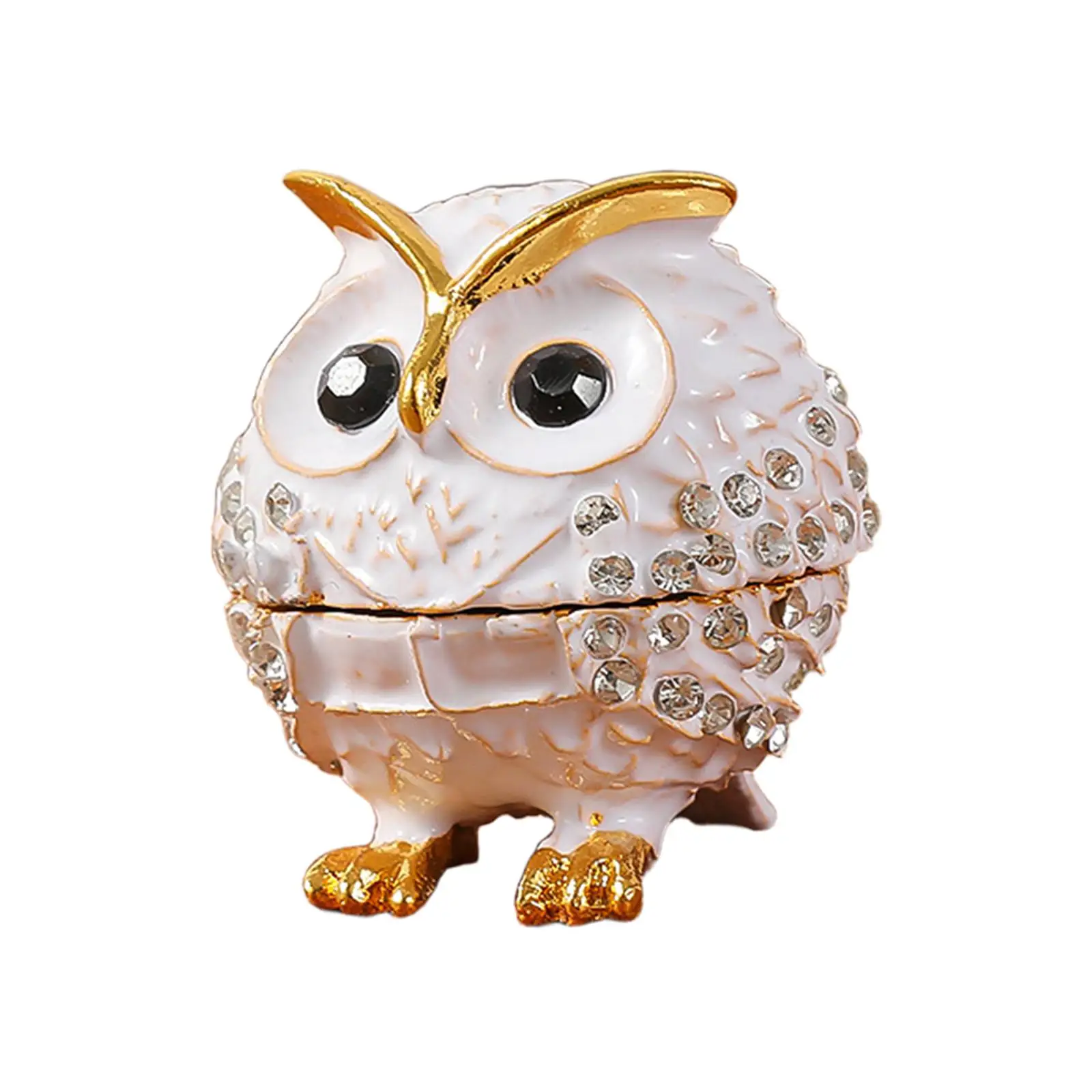 Owl Trinket Box Jewelry Box Unique Vintage Owl Figurine Jewelry Organizer for Ear Studs Rings Home Decor Birthday Gift