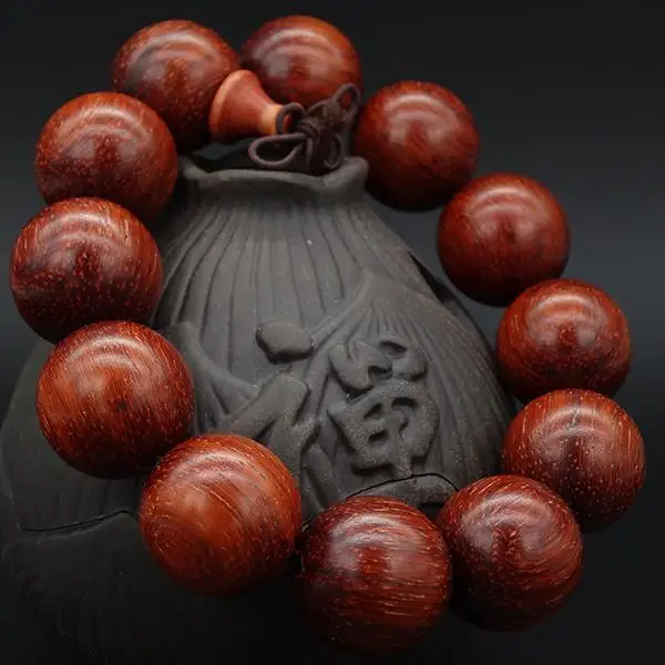 Natural Red Sandalwood Padauk Beads Bracelet Ironwood Bean Prayer Beads Jewelry Bracelet for Men and Women Beads