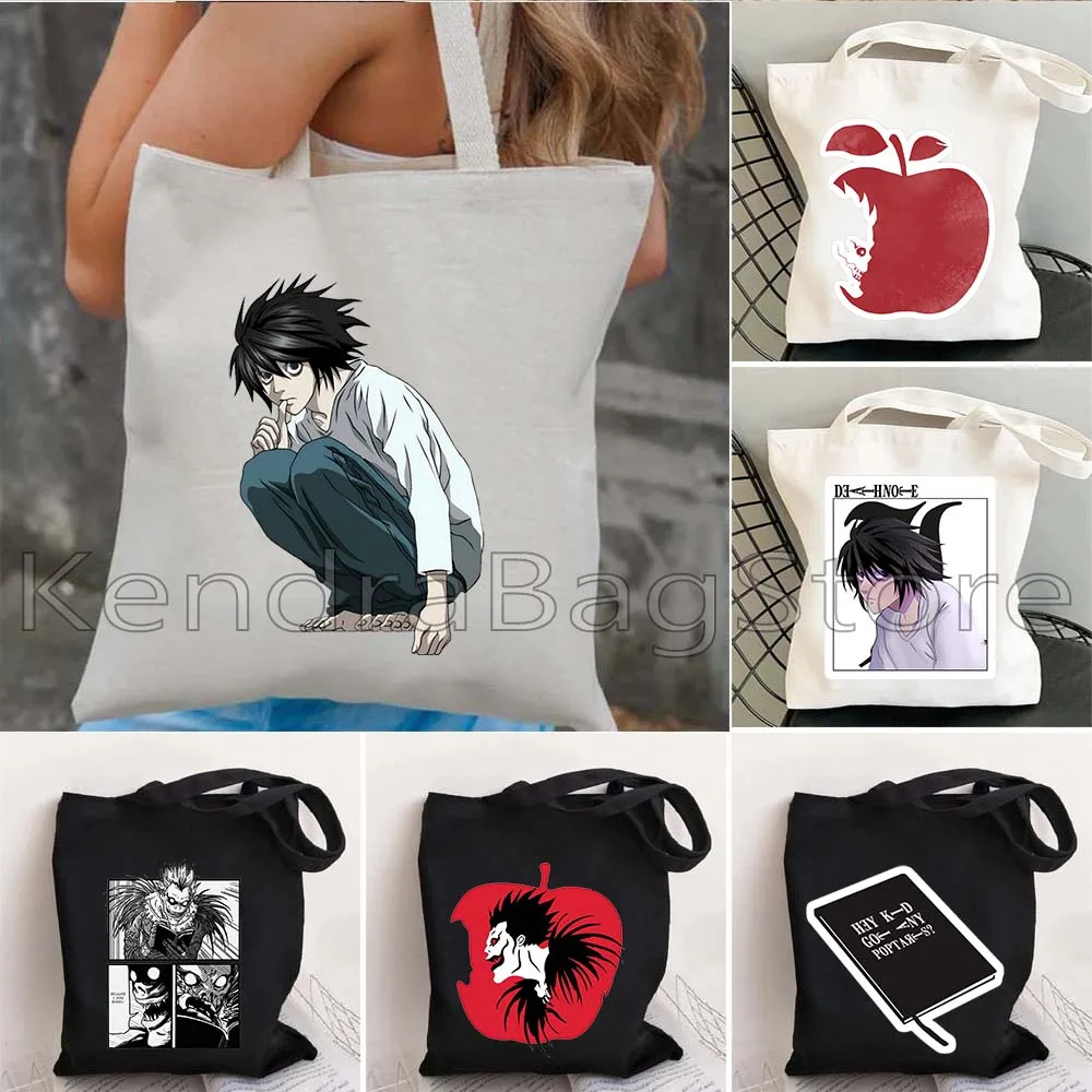 Anime Ryuk Demon of Death Note The Smartest L Initial Gothic Font Cute Gifts Men Women Canvas Tote Bag Cotton Shopper Handbag