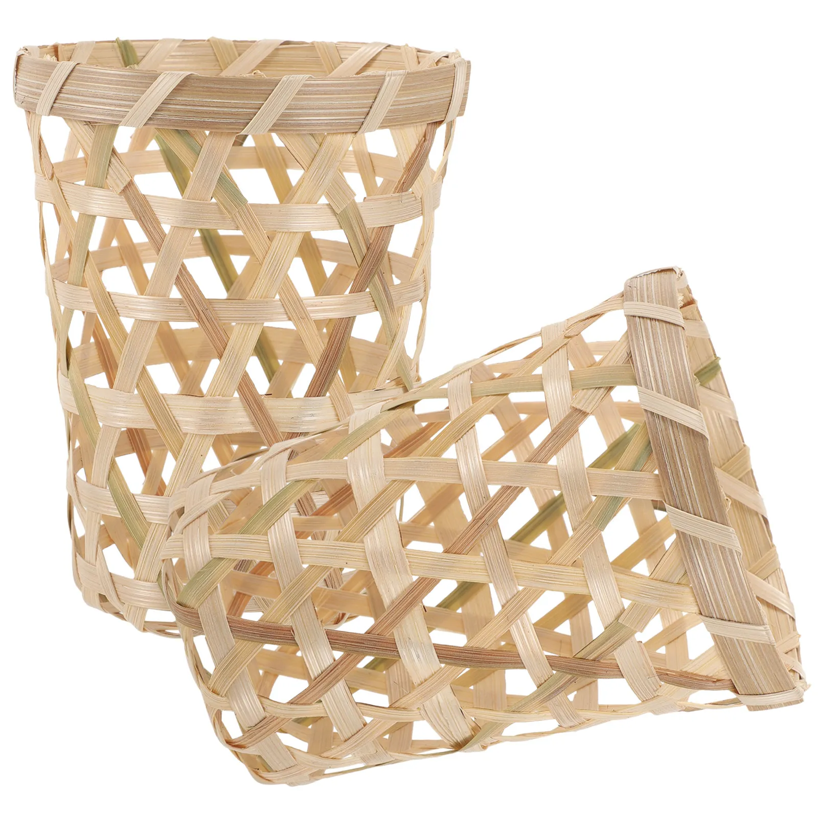 2Pcs Bamboo Milk Tea Cup Basket Woven Drink Holder Sustainable Garden Decor Reusable Beverage Accessory Handwoven Home