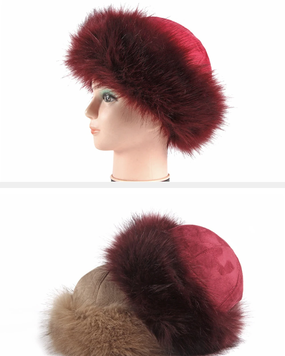 HT2849 Bombermütze Neue Dicke Warme Kunstfell Russische Mütze für Männer und Frauen Wildleder Wintermütze mit Ohrenklappen Damen Schneemütze Russische Uschanka-Mütze – Detail 3