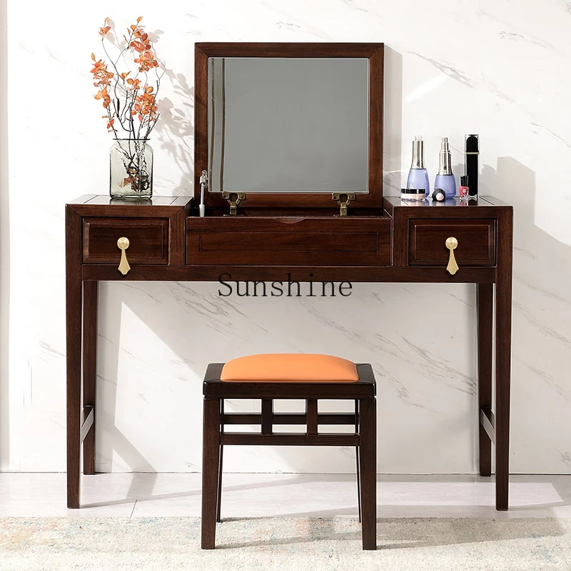 

New Chinese dressing table Solid wood home desk Integrated bedroom Multifunctional flip table