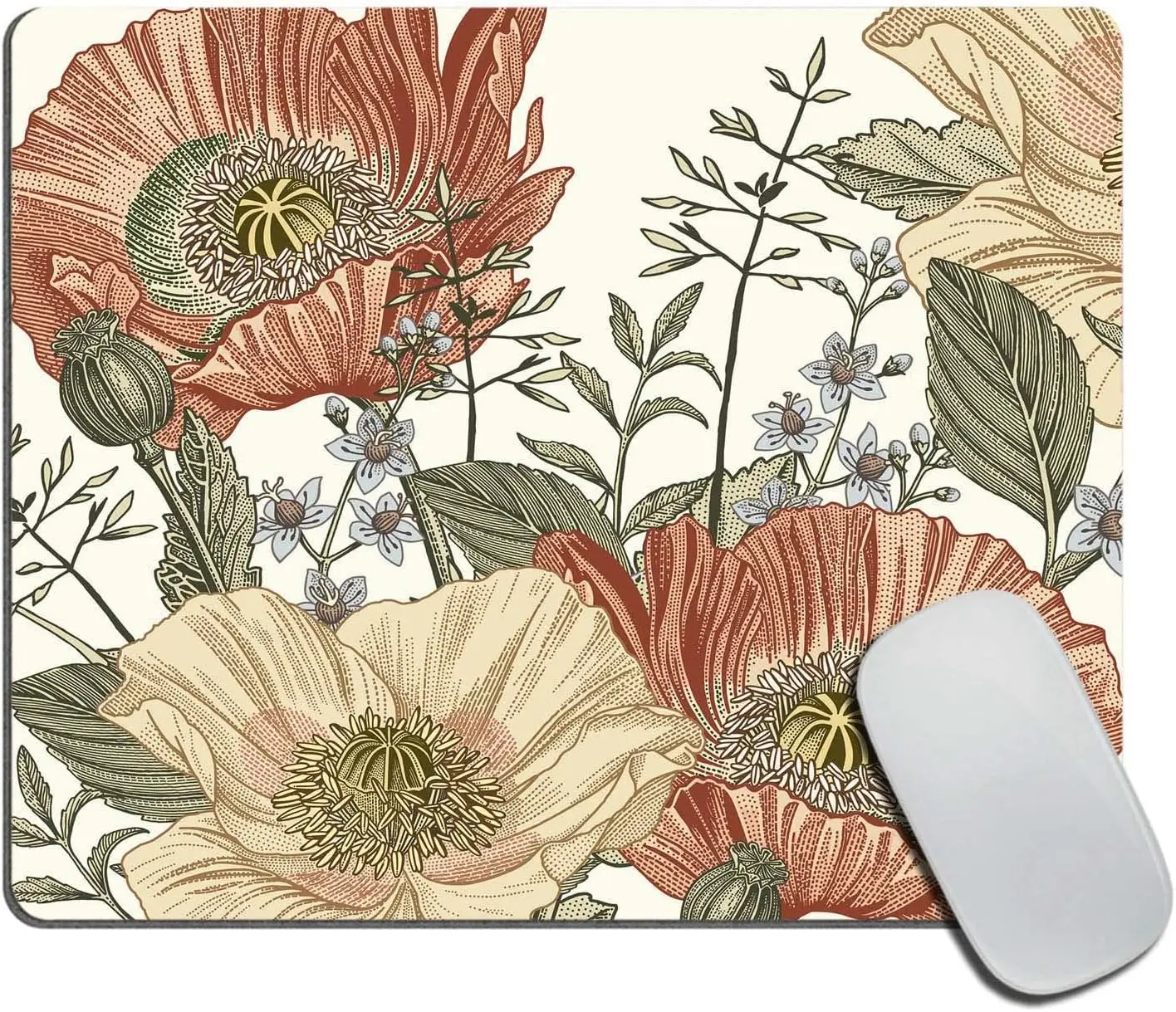 Mouse pad custom Mouse pad 1pc Vintage Flowers Mousepad - Aesthetic Floral Office Decor for Women, Desk Accessories, Retro Gift