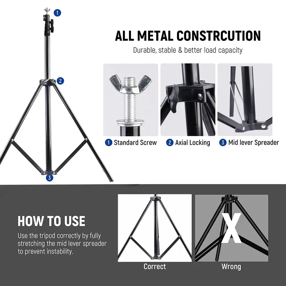 ZOMEI-Fotografia Background Stand Frame, Spring Clamps System Kit, T-Shape Backdrop, Party Photo Studio, Vídeo ao Vivo, 2x2m