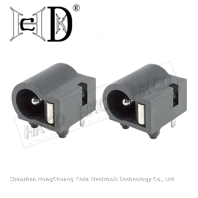 10PCS DC Socket Jack 5.5 * 2.1 Right Unshiled Male Through Hole Solder Lug Connector