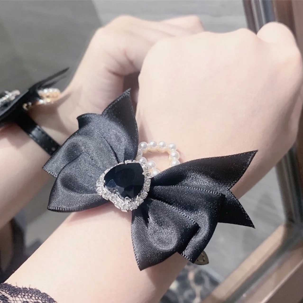 Harajuku Korean Style Y2K Bow Heart Inlaid Zircon Handmade Personality Bracelet for Women Sweet Cool Cute Aesthetic Punk Jewelry