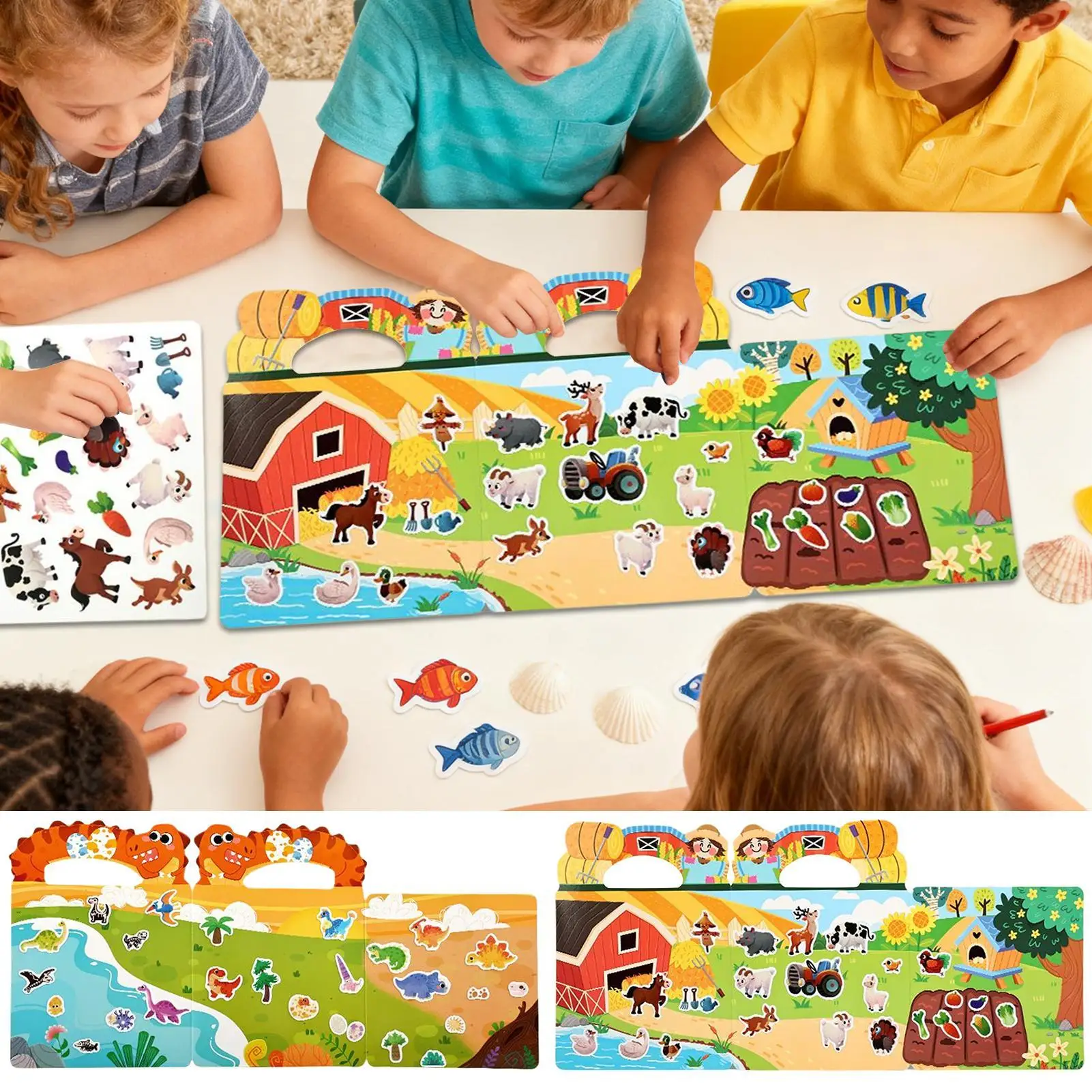 Sticker Book Quiet Toy Aesthetic Reusable Decals Kids Toy Cartoon Sticker Book For Travel Road Trip Kindergarten Activity