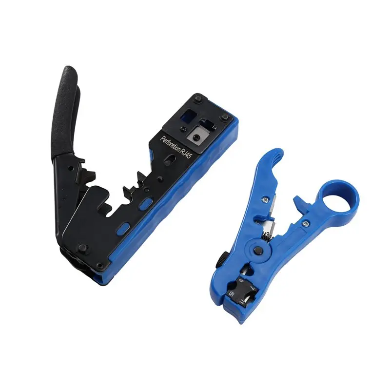 Crimp Tool RJ45 Cat7 Pass Through Multifunctional Network Cable Crimper With Wire Stripper Cutter Pliers
