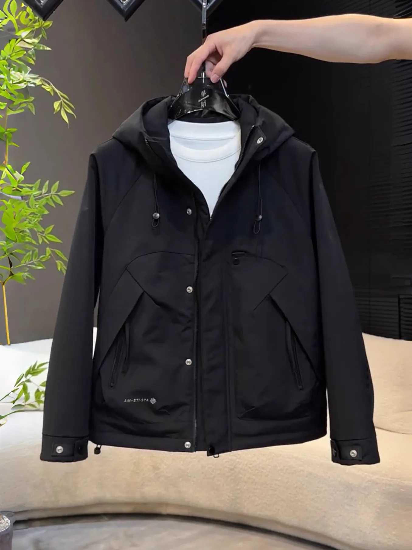 

Outdoor Windproof Cotton Jaet Men's Autumn Winter New Sle Casual Loose Fit Hooded Fce Lined Warmth Retention Coat