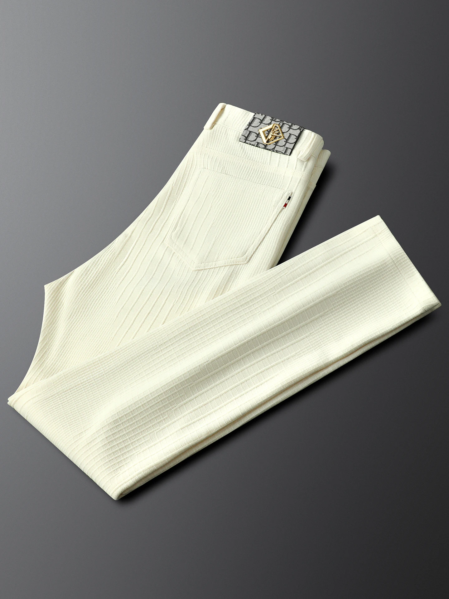 

Мужские повседневные брюки Slim Fit из утолщенного хлопка с бархатной полоской, бежевые, для осени и зимы, новые, для работы и повседневной носки