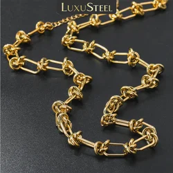 LUXUSTEEL Trendy Geometric Pendant Necklace Stainless Steel Female Necklace Waterproof Golden Simple Chain Pendant Jewelry Gift