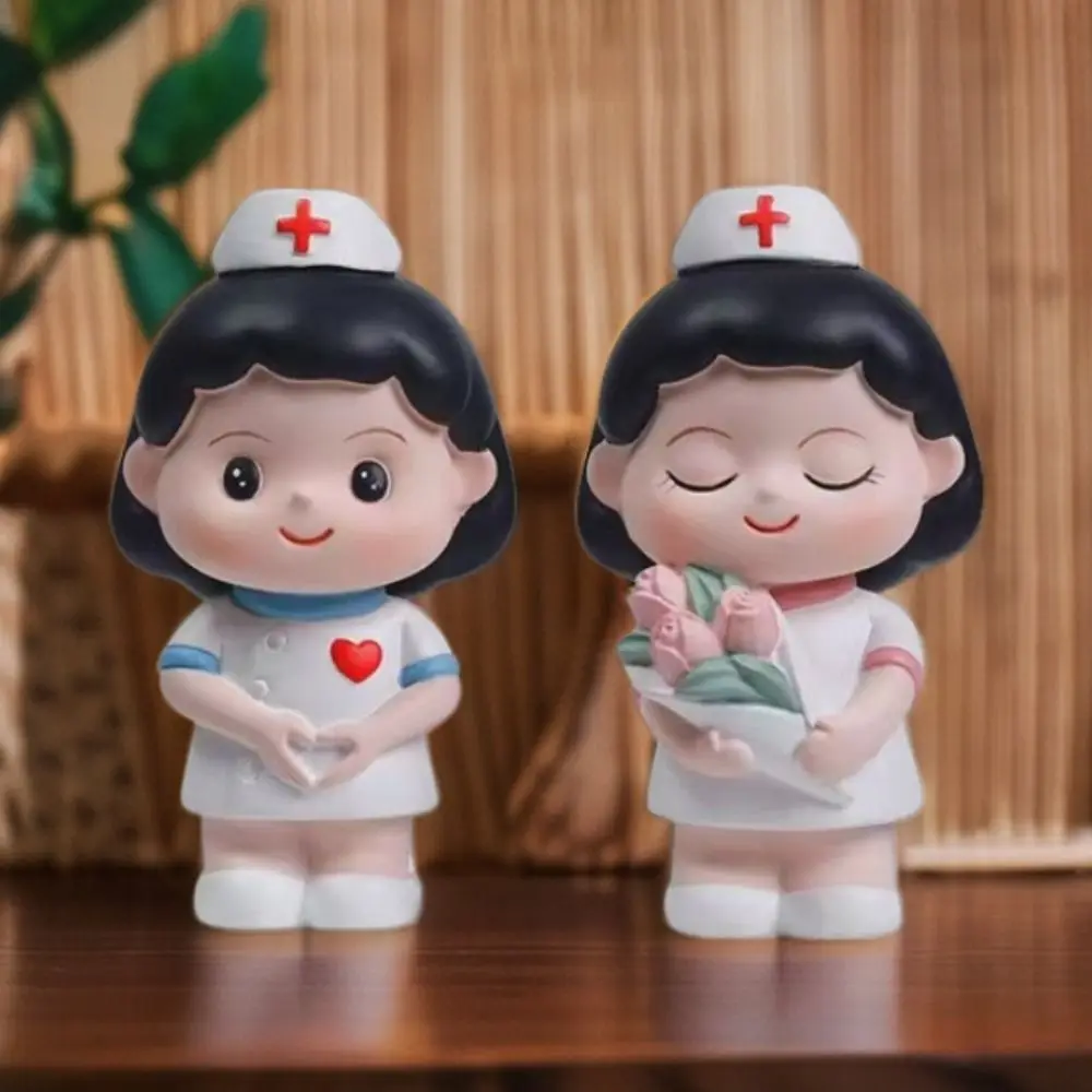 Cute Resin Nurse Figurine White DlY Nurse Baking Ornaments Doctor Garage Kit Trophy Making