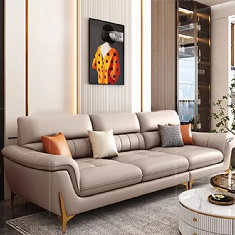 Genuine Leather Cushion Sofa Soft Nordic Loveseat Floor Sofa Modern Chaise Lounge Sillon Relax Reclinable Para Salon Furniture
